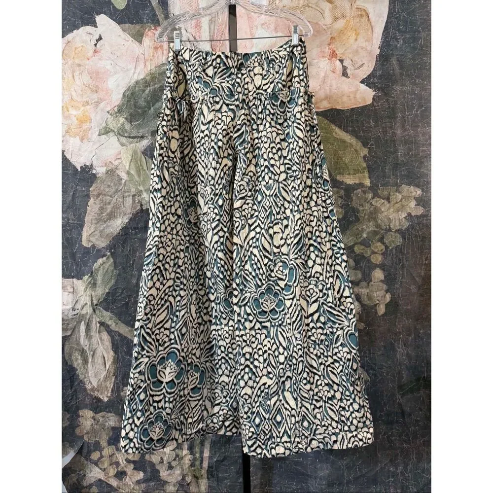 New Free People Miss You Most Printed Wide-Leg Pants Size 6
